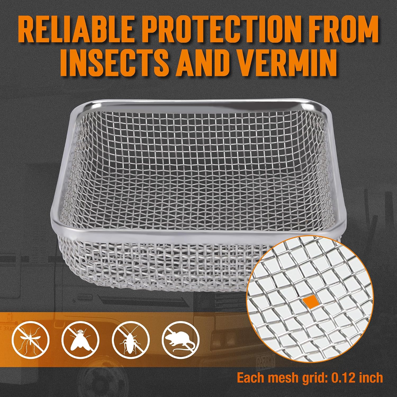 TONDA RV Furnace Vent Screens, 2 Round & 1 Square, Stainless Steel