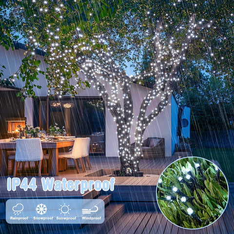 JMEXSUSS 400 LED White Christmas Lights Outdoor with 8 Modes