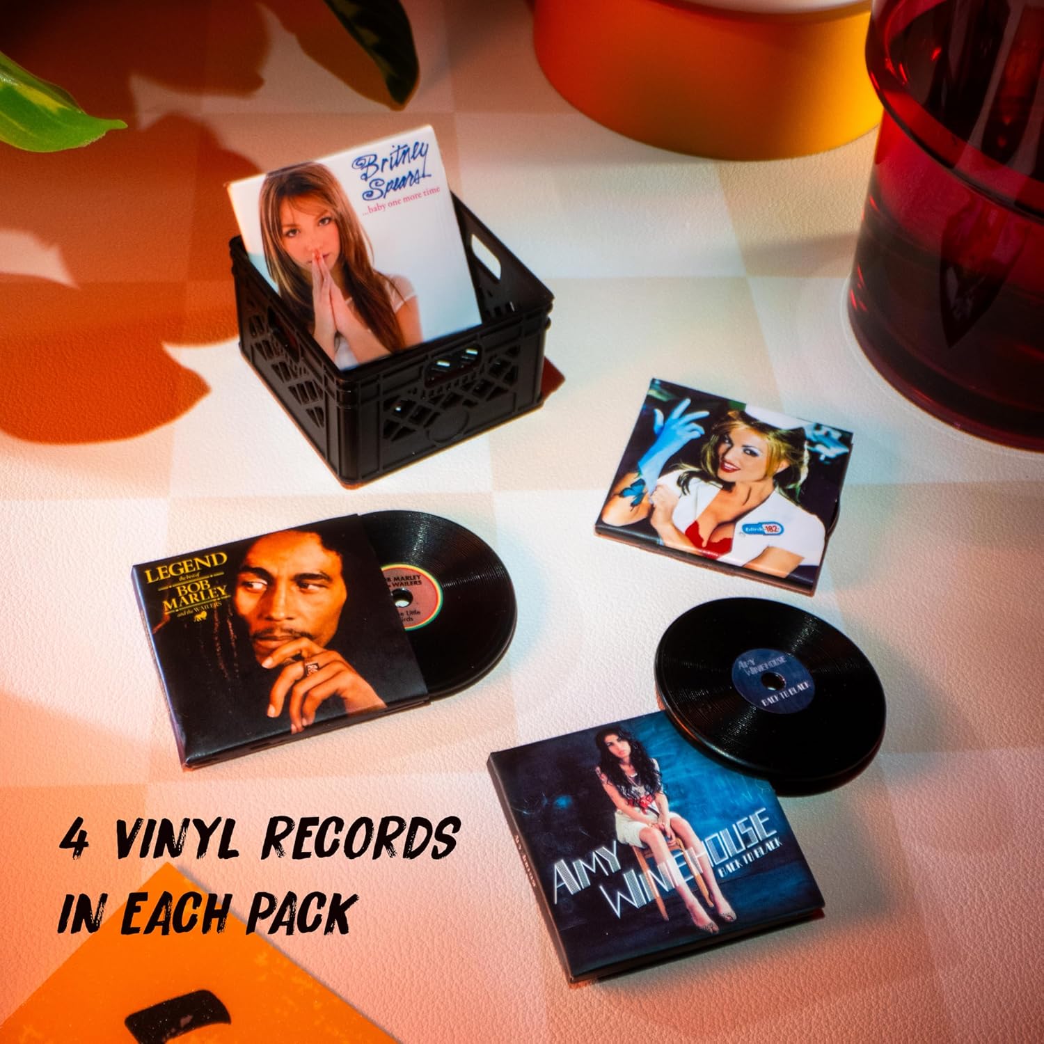 MGA's Miniverse Real Music Vinyl Mystery Blind Packaging, Mini Playable Records, 4 Vinyl Records per Pack, Sleeve & Keychain, Collectors, Gift, Britney Spears, Elton John, TLC