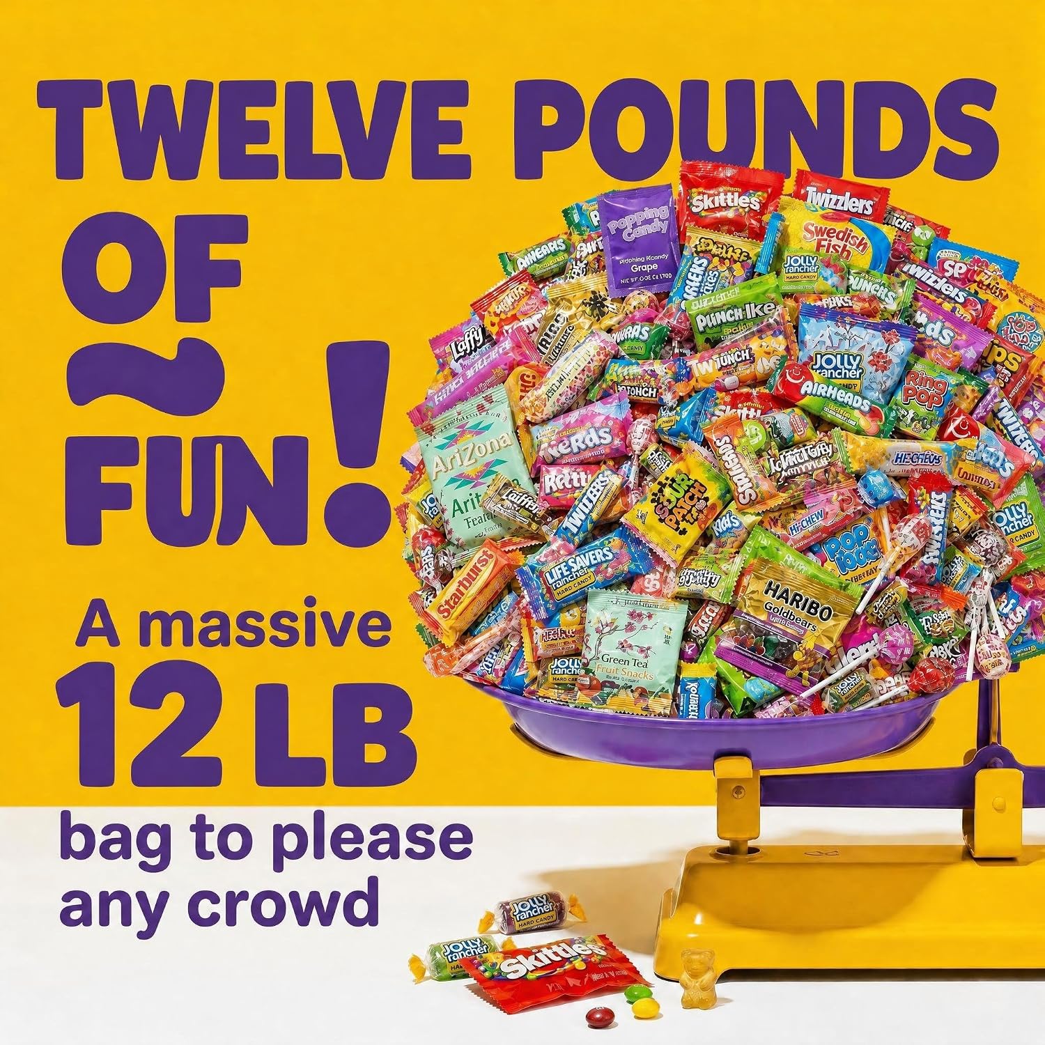 Ultimate Assorted Candy Party Mix - 12 LB Bag - Mega Variety Bulk Candy Assortment - Individually Wrapped - by Queen Jax