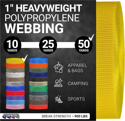 Strapworks Heavyweight Polypropylene Webbing - Heavy Duty Poly Strapping for Outdoor DIY Gear Repair