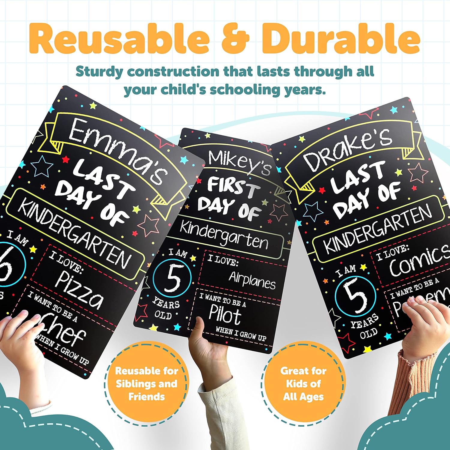 First Day Last Day of School Sign - Double Sided Dry Erase Board - 12" x 8"
