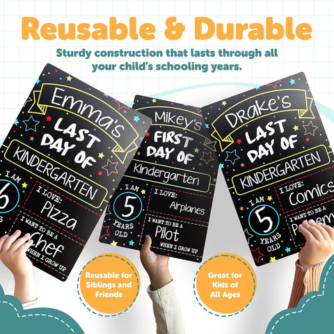 First Day Last Day of School Sign - Double Sided Dry Erase Board - 12" x 8"