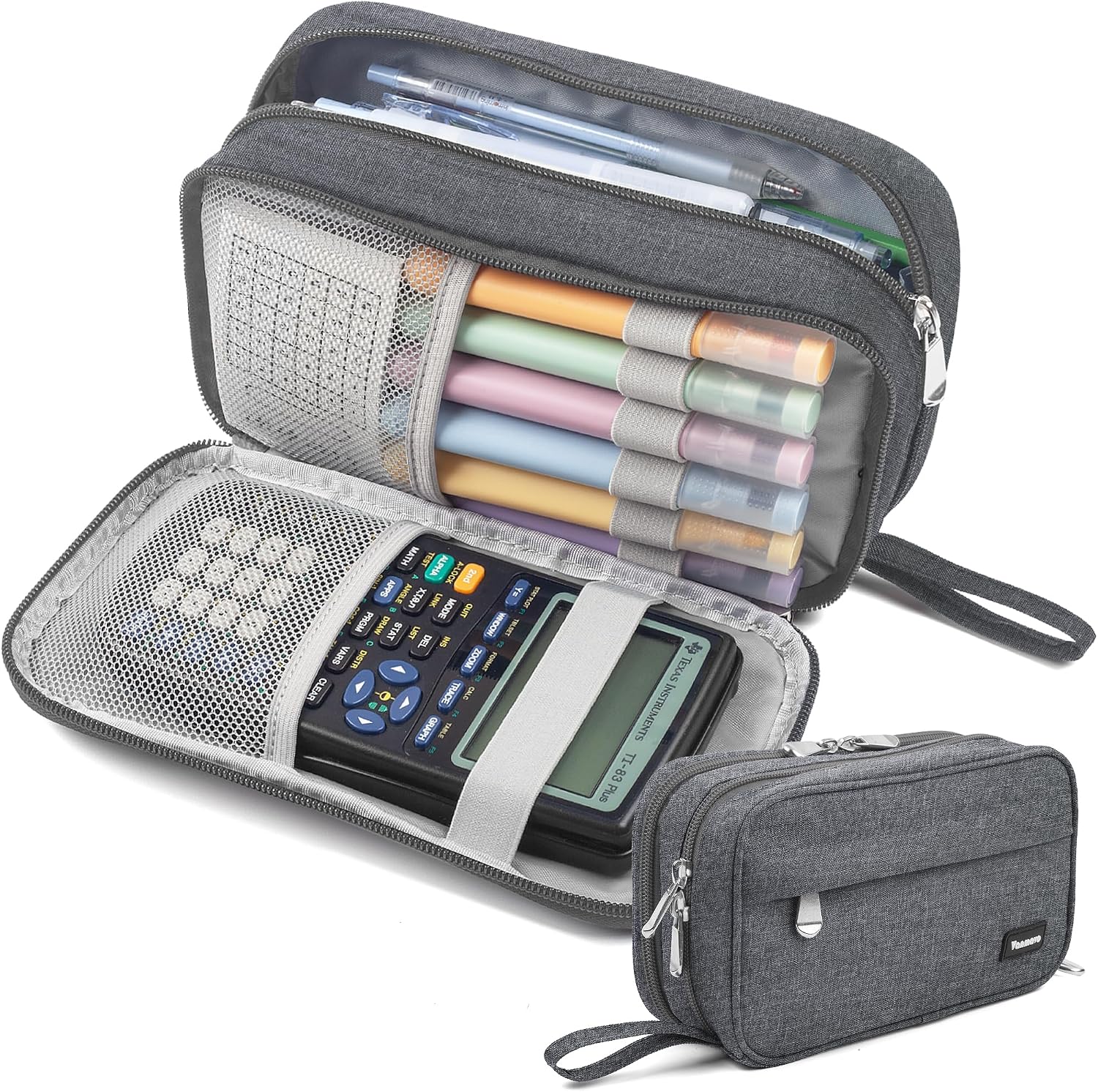 Pencil Case Big Capacity Pen Pouch Large Storage Holder Marker Pen Bag Durable 3 Compartment School Office Desk Organizer Portable Cute Zipper Stationery for Kids Teen Student Boys Girls Adults