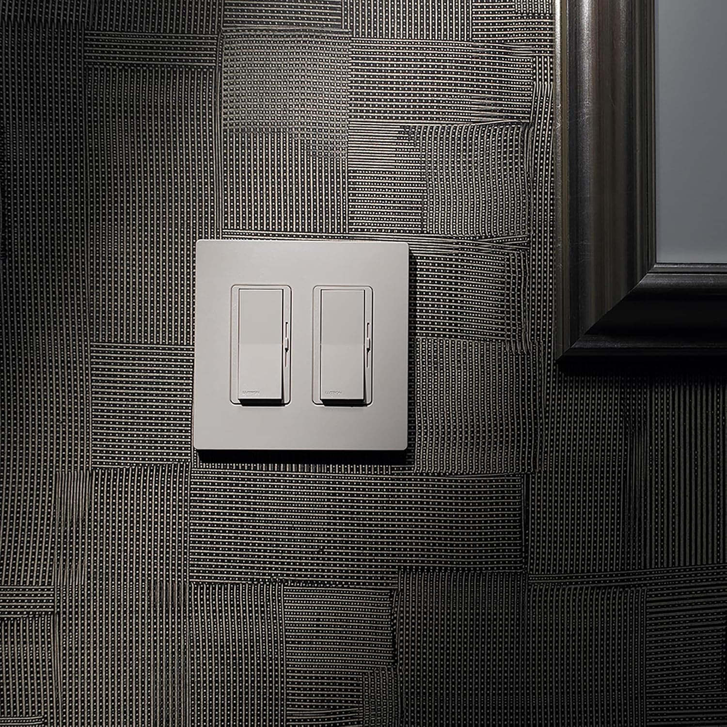 Lutron Claro Light Switch Cover Plate, 2 Gang Wallplate, for Decorator Light Switches, Screwless Switch Plate Cover, Gloss, CW-2-BL, Black