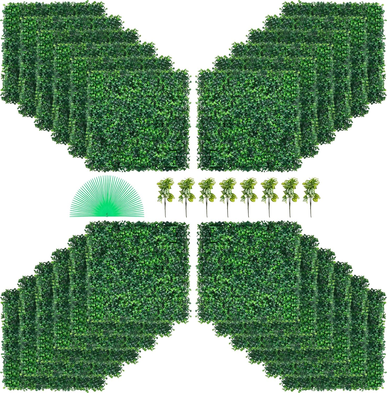 VEVOR Artificial Boxwood Panel, Green, 20x20 in, 24pcs