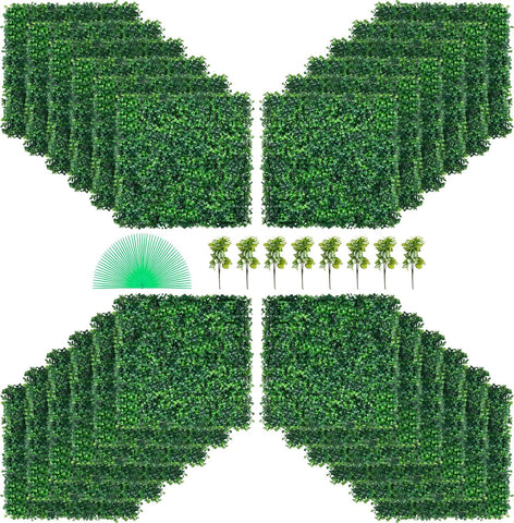 VEVOR Artificial Boxwood Panel, Green, 20x20 in, 24pcs