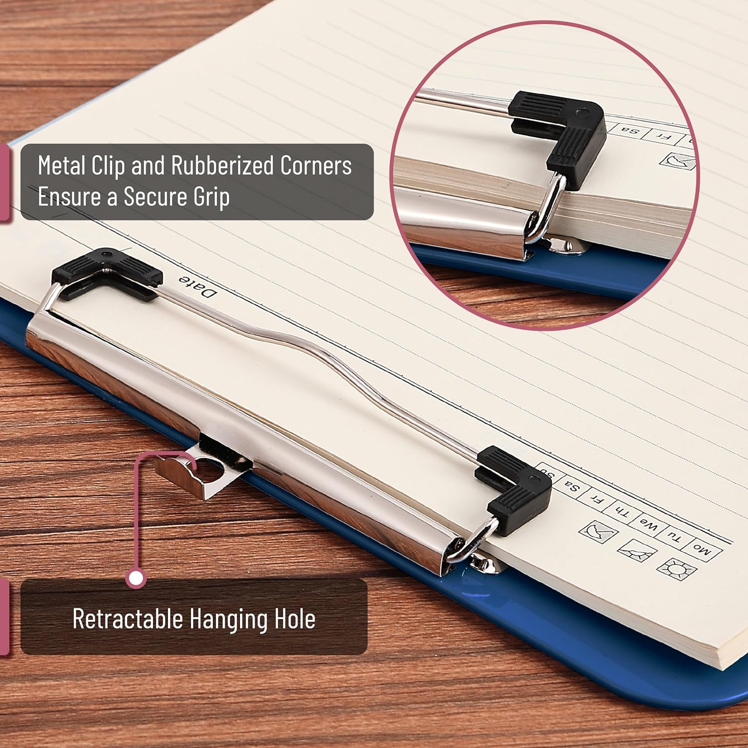 Mr. Pen- Plastic Clipboard, 12.5” x 9”, Navy Blue, Clipboard Plastic