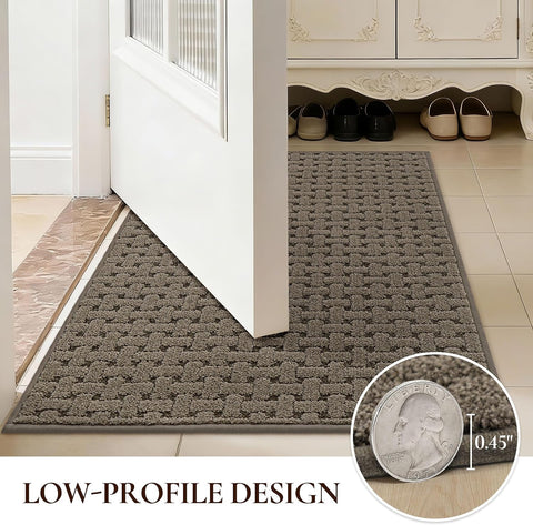 Door Mat Indoor Entrance 24"x36", Non-Slip Entryway Rugs, Brown