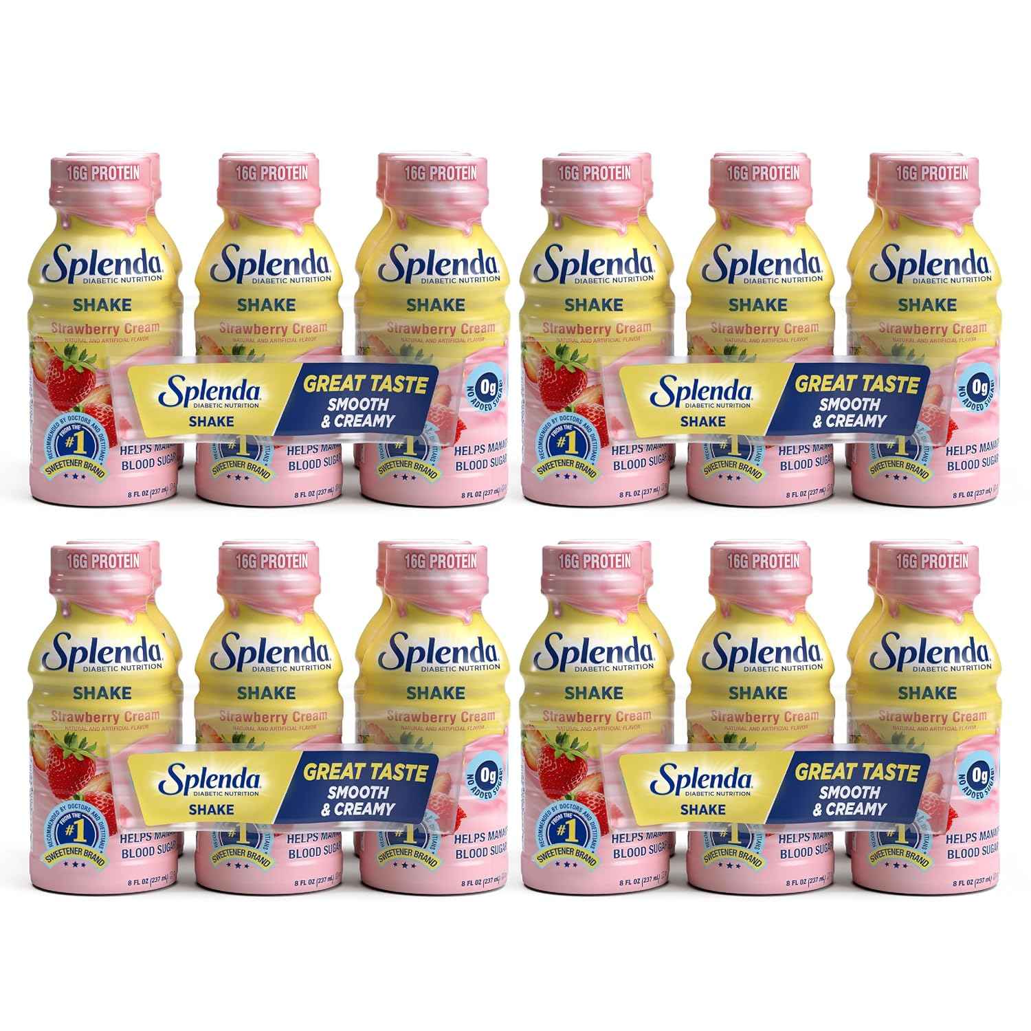 SPLENDA Diabetes Nutrition Shakes, Strawberry Cream, 8 Fl Oz (Pack of 24) | Meal Replacement Shake