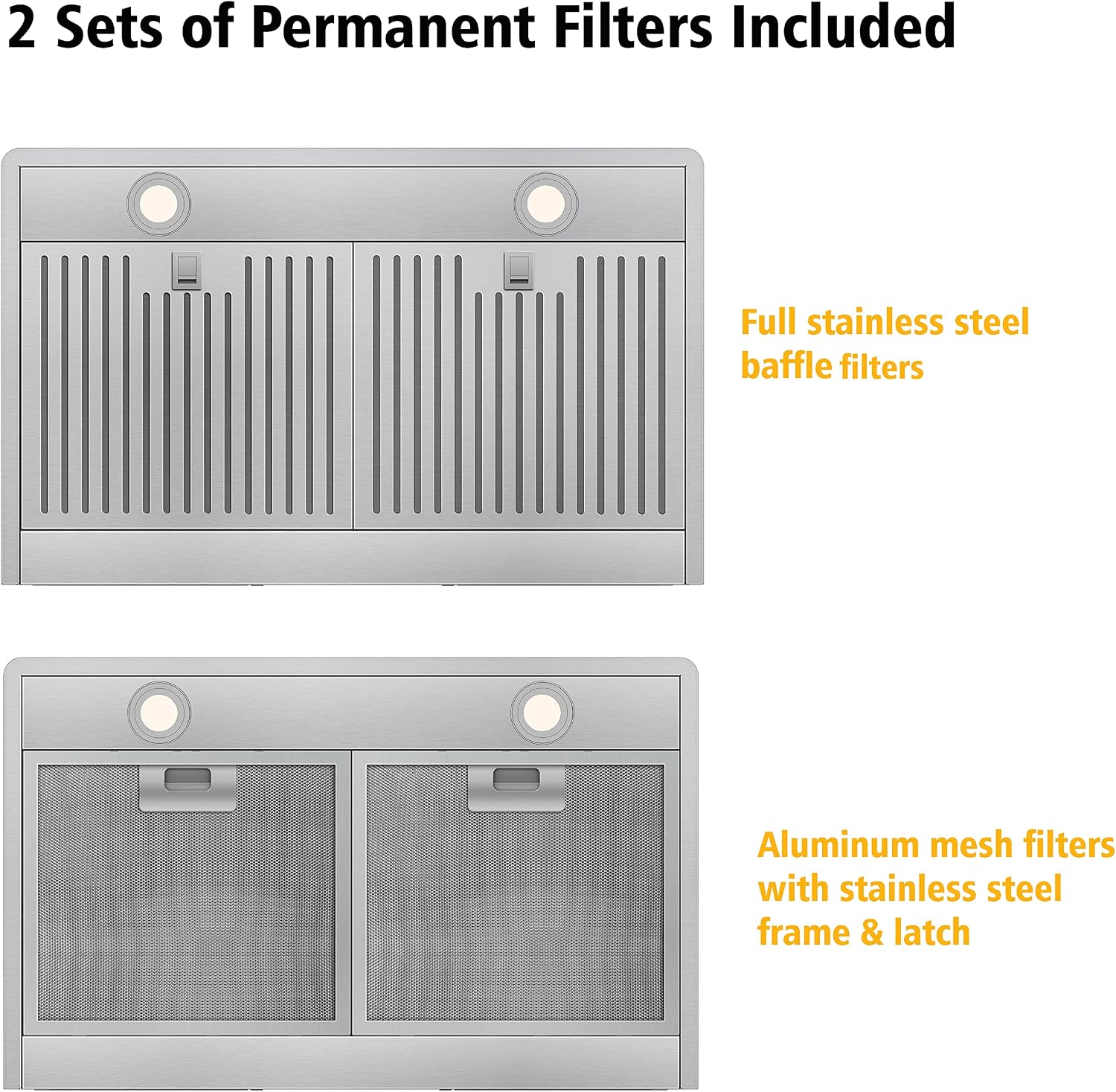 36 Inch Wall Mount Range Hood, Stainless Steel 800CFM DC Motor