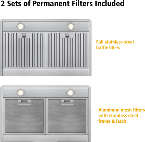 36 Inch Wall Mount Range Hood, Stainless Steel 800CFM DC Motor