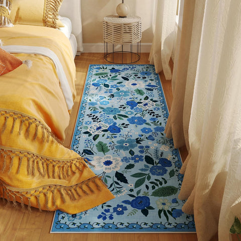 Rugcomf Runner Rug 2x6 Washable, Blue