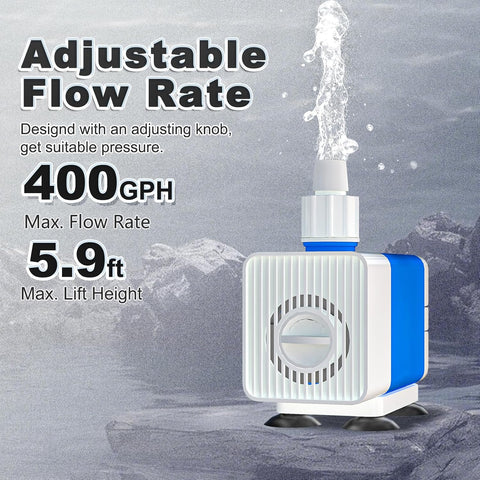 400GPH Water Fountain Pump 25W Pond Pumps Ultra-Quiet
