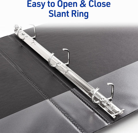 Avery Durable View 3 Ring Binder, 1 Inch Slant Rings, 250-Sheet Capacity, DuraHinge, 1.4 Inch Wide Spine, Customizable Clear Covers and Spine, 1 Dark Blue Binder (17014) (Pack of 12)