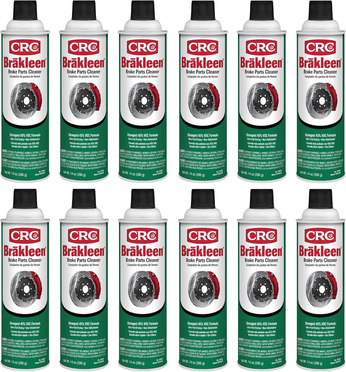 CRC Brakleen Brake Parts Cleaner Spray - Non-Chlorinated - 14 oz (12-Pack)