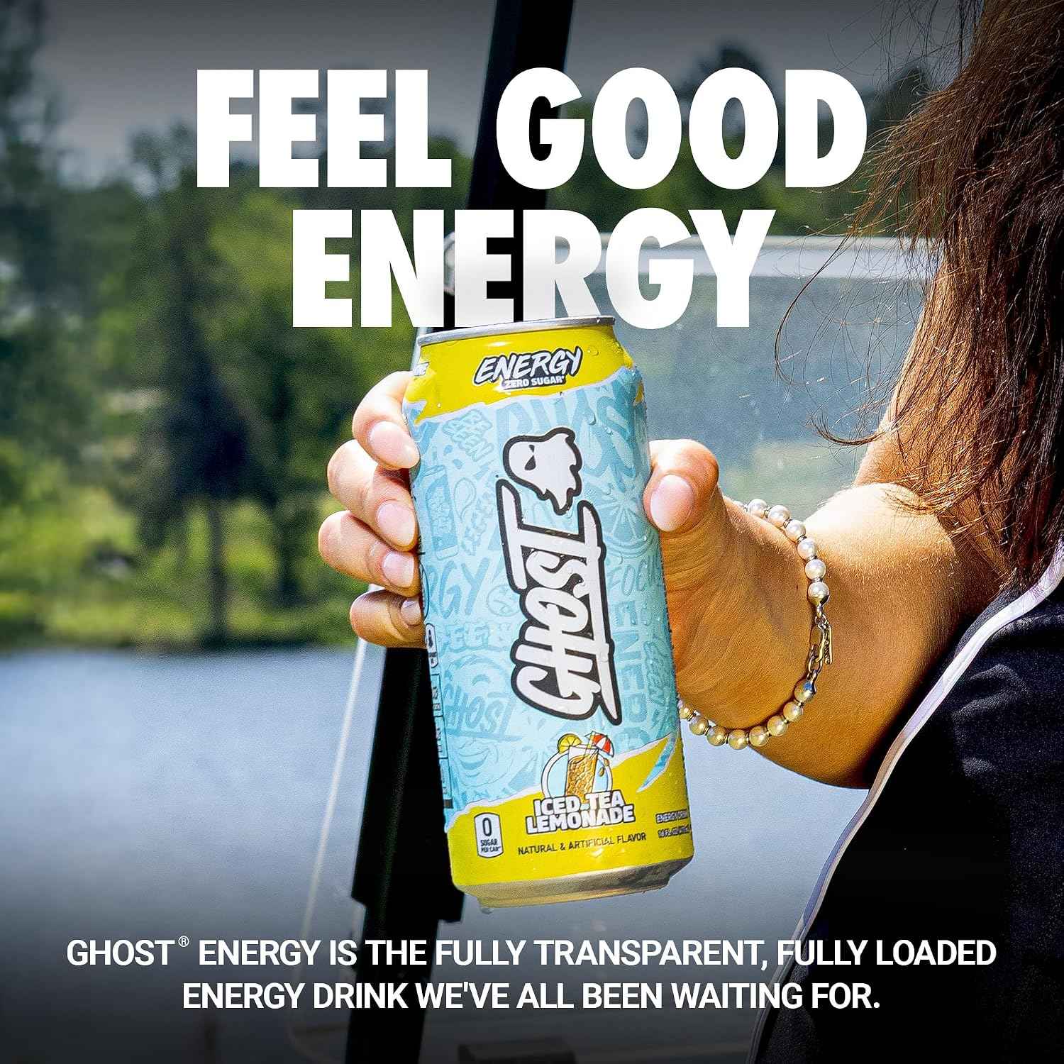 GHOST Energy Drink, Zero Sugars, 12-Pack, Iced Tea Lemonade, 16oz