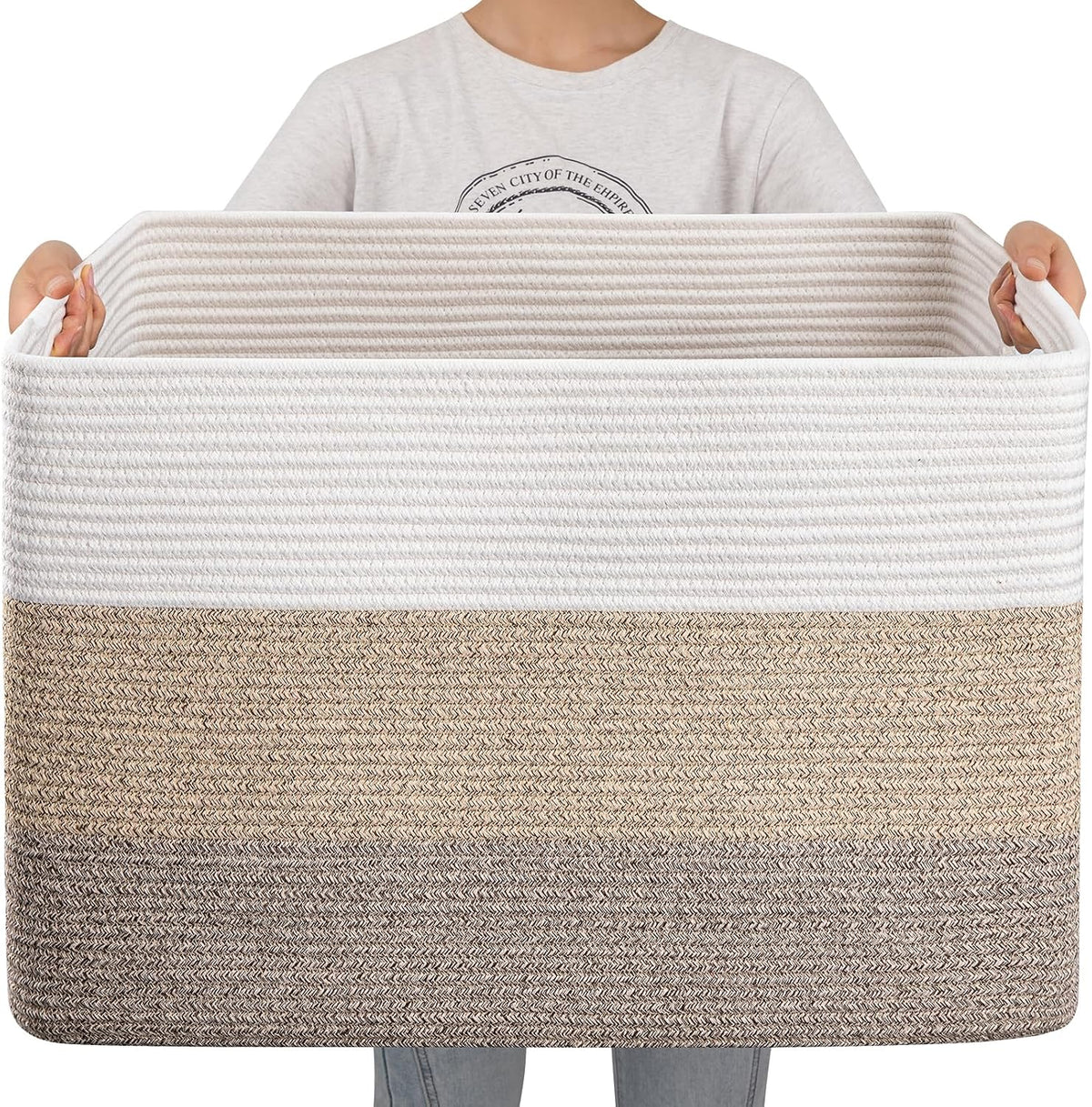 OIAHOMY 108L Extra Large Blanket Basket Dog Toy Basket Gradient Brown