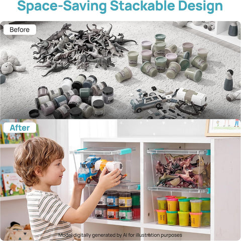 Vtopmart 6 Pack 5 Qt Clear Storage Bins with Lids for Toy & Craft Storage