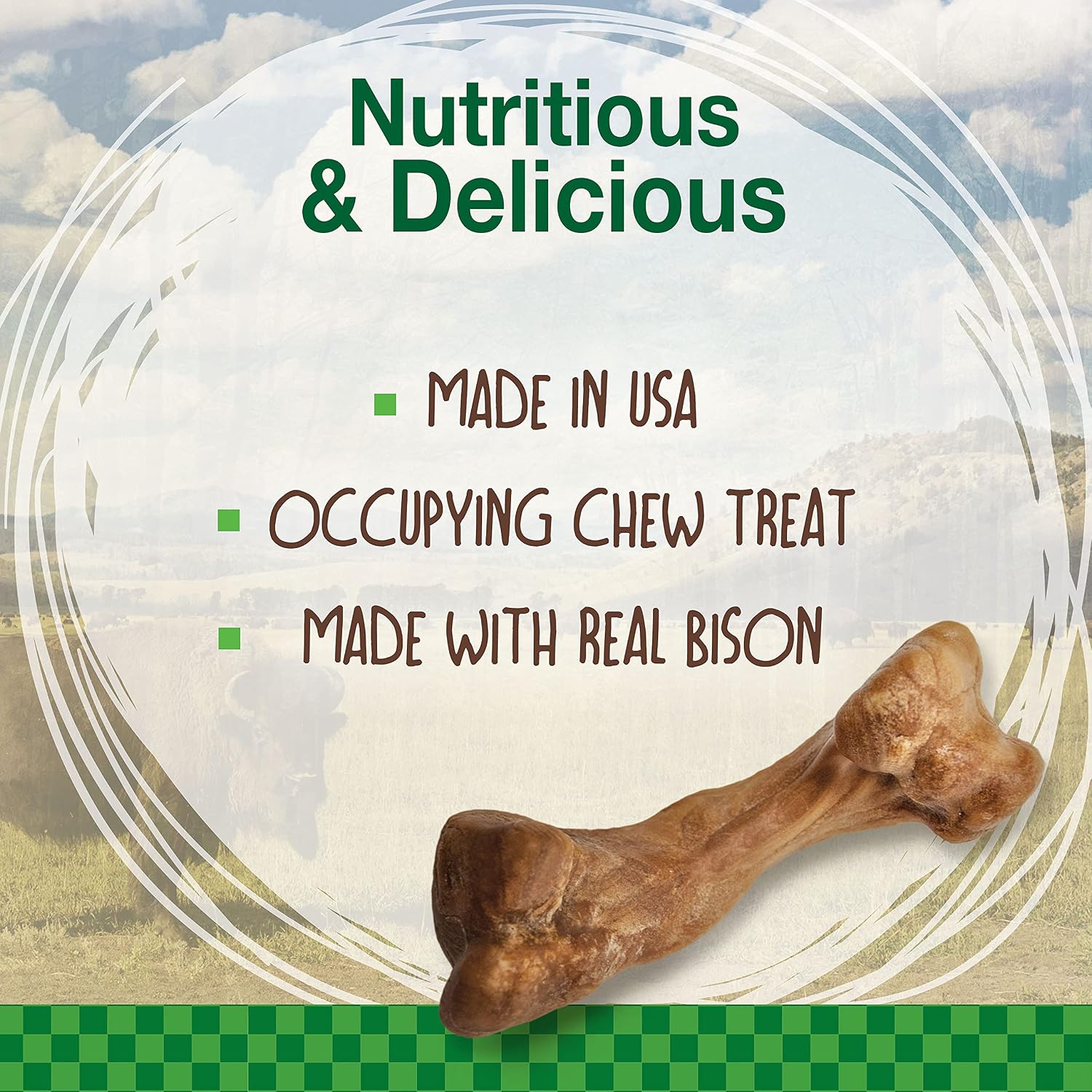 Nylabone Healthy Edibles Wild Dog Treats, Bison Flavor, Medium, 2 Count