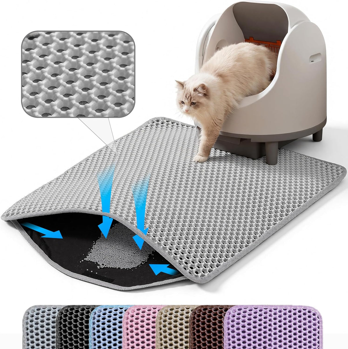 Cat Litter Mat, Double Layer Honeycomb Litter Box Mat