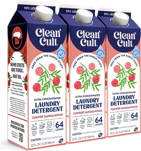 Ultra Concentrated Liquid Laundry Detergent Soap, 192 loads (96 oz), Long Lasting Scent, 90% Less Plastic, No Harsh Chemicals, Juniper Sandalwood, Defeats Stains & Odors, HE/Standard Compatible