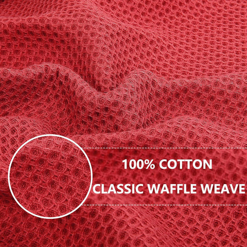 Homaxy 100% Cotton Waffle Weave Kitchen Dish Cloths 12-Pack, Brick Red