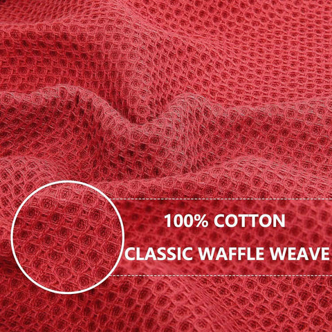 Homaxy 100% Cotton Waffle Weave Kitchen Dish Towels 6-Pack, Brick Red