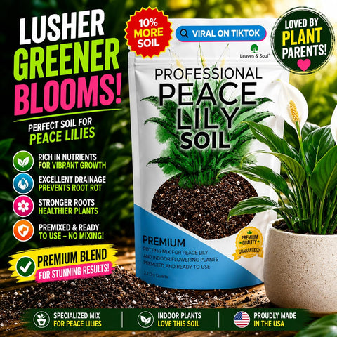 Professional Peace Lily Potting Soil Mix Large 2.2 Quarts Ready to Use, Premium Nutrient-Rich Blend for Indoor Peace Lily Plants, Peat Moss Coco Coir Perlite Dolomite, Well-Draining Soil Made in USA
