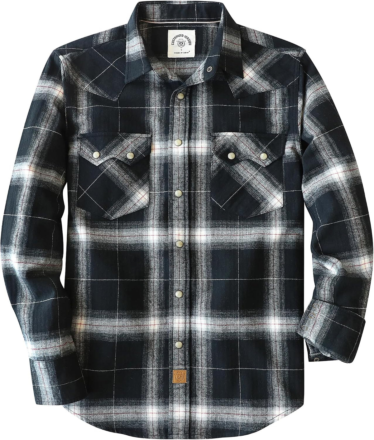 Dubinik® 6 oz Flannel Shirt for Men Western Long Sleeve Cotton Snap Cowboy