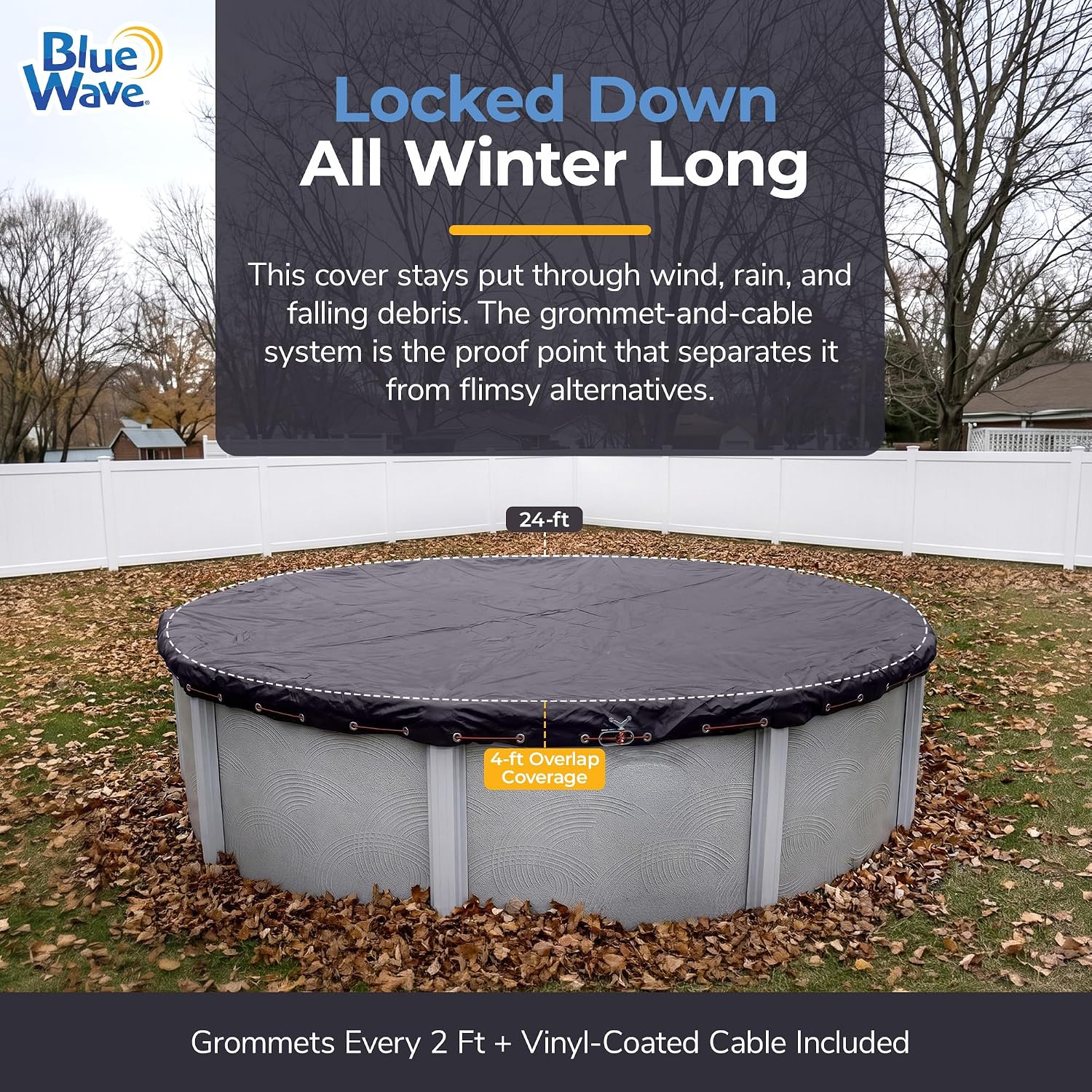 Blue Wave Arctic Armor 24-ft Round Above Ground Pool Winter Cover, Navy