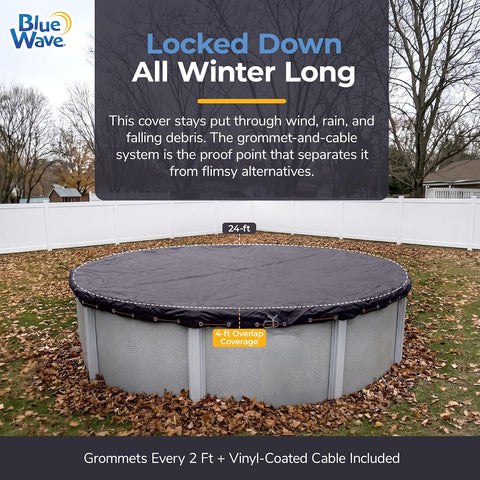 Blue Wave Arctic Armor 24-ft Round Above Ground Pool Winter Cover, Navy