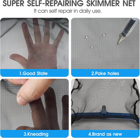 TidyMister Pool Skimmer Net with Self-Repair Fine Nylon Mesh Bag, Pool Leaf Rake for Above Ground Pools & In-ground Pools, Pool Nets for Cleaning - Original Series(No Pole)