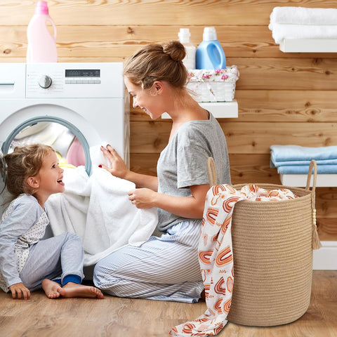 XUANGUO Rope Laundry Basket Laundry Hamper for Clothes Jute