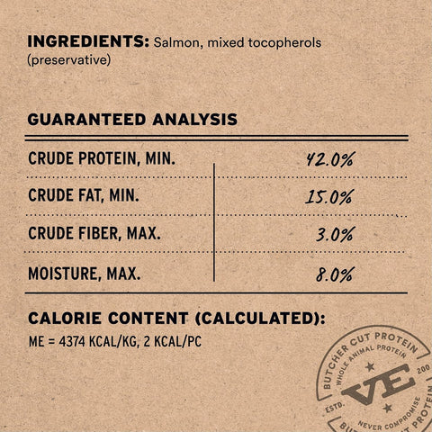 Vital Essentials Freeze Dried Dog Treats, Salmon Bites, 2.5 oz Bag