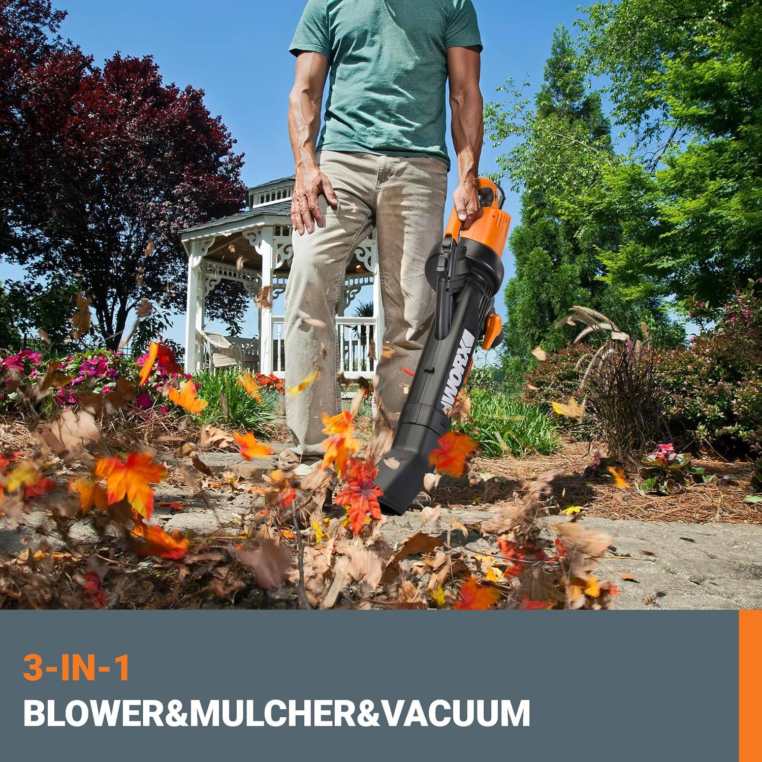 WORX Trivac 3-in-1 Electric Leaf Blower/Leaf Vacuum/Leaf Mulcher, WG509