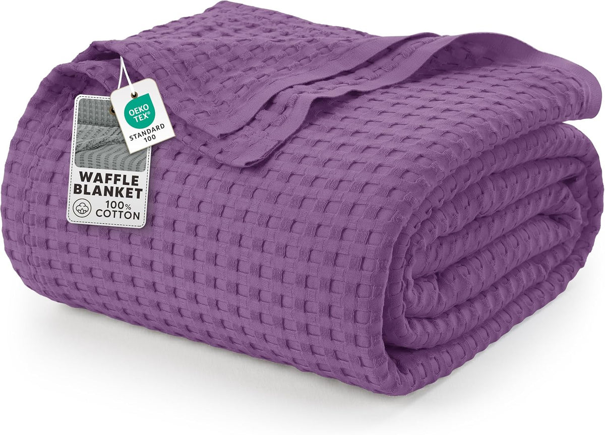 Utopia Bedding 100% Cotton Waffle Blanket Twin Size Plum, 90x72 Inch
