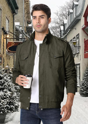 EKLENTSON Men's Winter Jacket with Multi Pockets Thermal Fleece Lined Coat