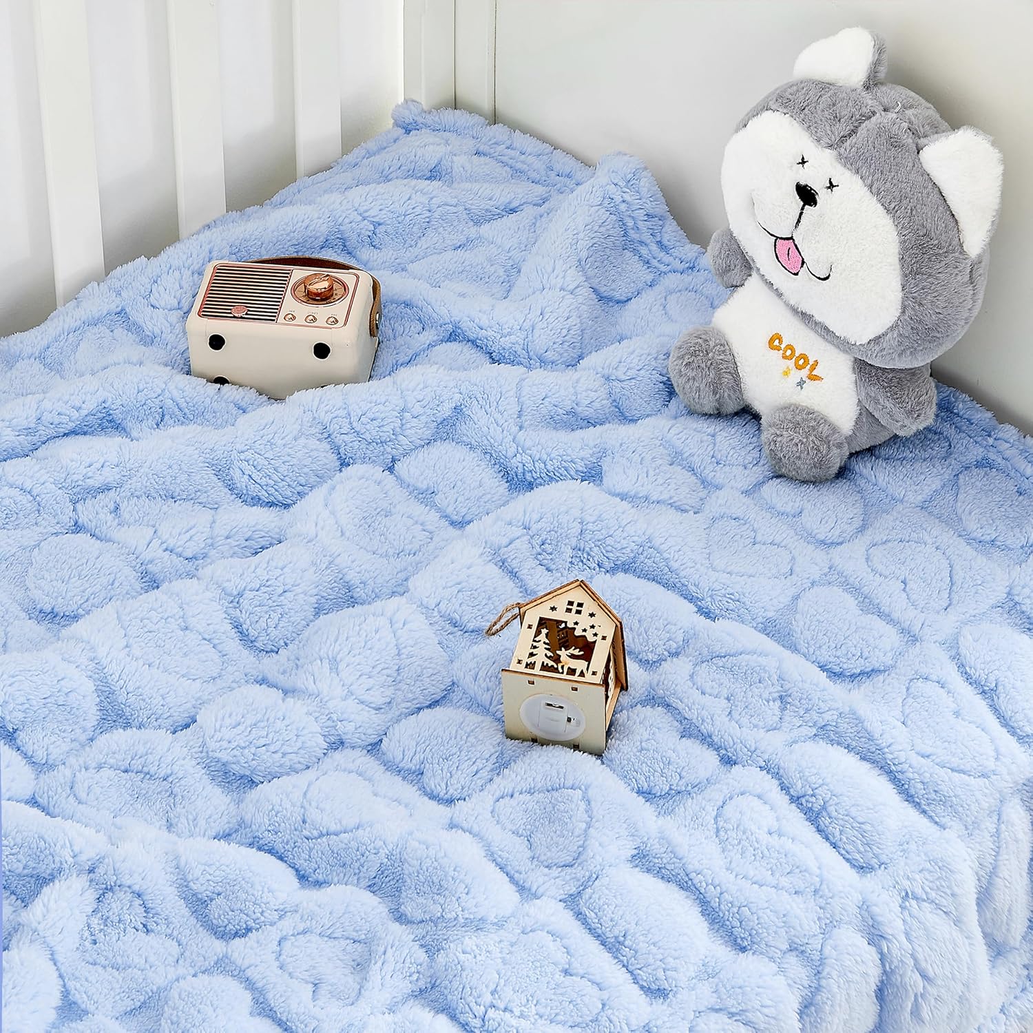 Yurhap Heart Baby Blanket, Love Plush Fleece Baby Blankets for Boys Girls