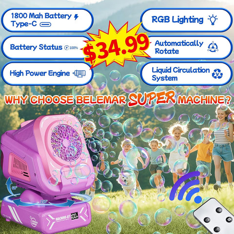 Upgraded Bubble Machine Outdoor Toys for Kids & Wedding Party