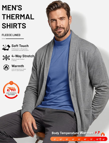 TACVASEN Men's Thermal Shirts Mock Turtle Neck Long Sleeve Base Layer Tops