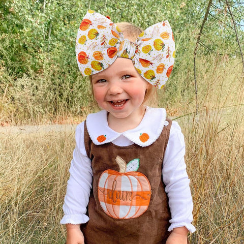 YanJie Pumpkin Printed Baby Headbands - Wide Stretch Bows for Fall, Hair Accessories for Newborns, Infants, Toddlers, Girls