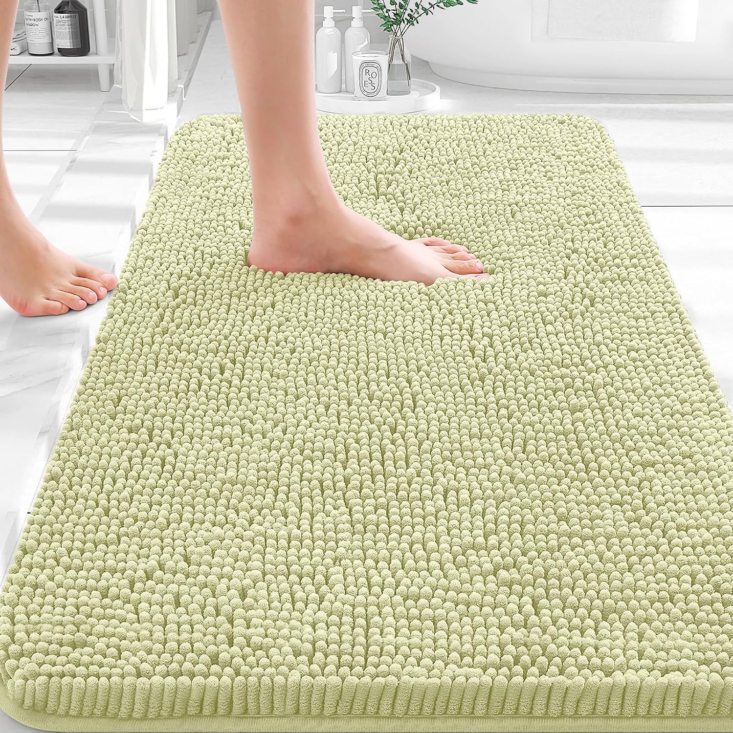 OLANLY Bathroom Rugs 35x24, Extra Soft Absorbent Chenille Bath Rugs