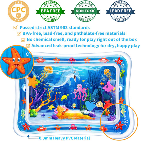 Yeeeasy Tummy Time Water Mat丨Inflatable Tummy Time Water Play Mat for Babies, Infants and Toddlers 3 to 24 Months Promote Development Toys Baby Toys essentials and Gifts