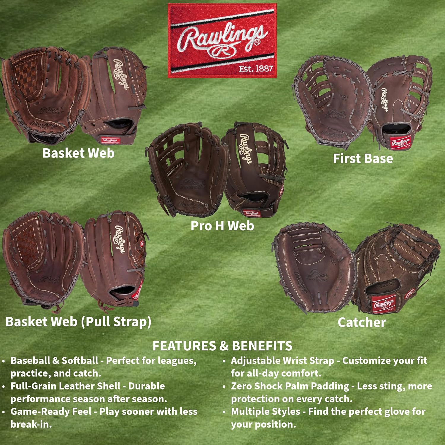 Rawlings | Player Preferred Baseball Glove | Baseball & Slowpitch Softball