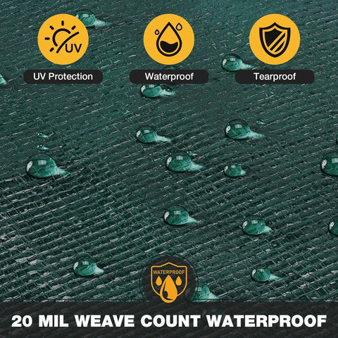 Winpull Tarp 10x20FT, 20 Mil Thinked Tarps Heavy Duty Waterproof, Multipurpose Poly Tarp Cover for Outdoor Camping Pool Car Tent, Green/Brown Tarp