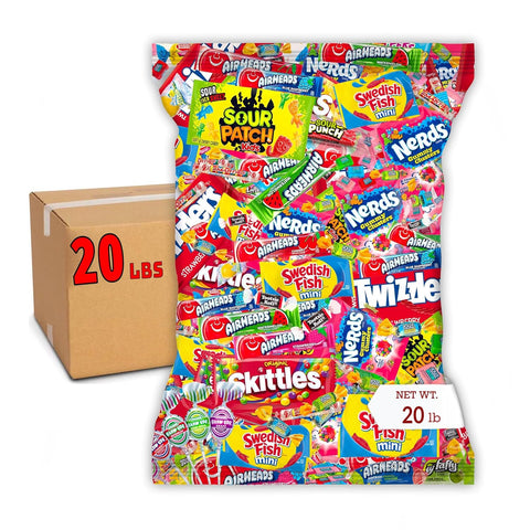 Bulk Candy Variety Pack - 20 lb - Bulk Individually Wrapped Candy- Candies - Trick Or Treat Candies - Piñata Filler Stuffers - Pinata CandyStuffers - Party Favors - July 4th