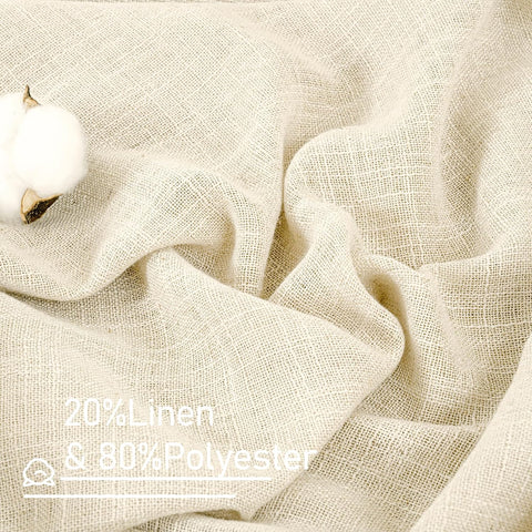 LAMIT Beige Linen Curtains 63 inch Length 2 Panels for Living Room
