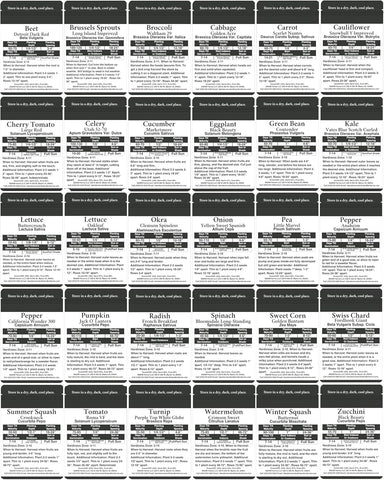 B&KM Farms 30,000+ Non-GMO Heirloom Seed Kit-30 Fruit & Vegetable Variety