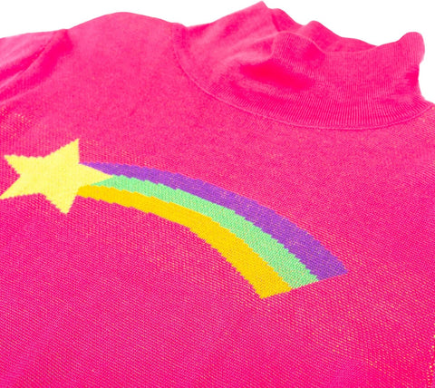 Rainbow Star Pink Pines Cartoon Cosplay Sweater, Full Knitted Halloween Costume